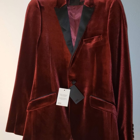 Asos Burgundy Slim Fit Jacket - Picture 2 of 2
